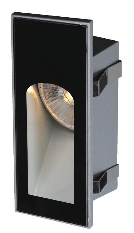 Leo Recessed / Wall 08 Rectangular window 5W LED asymmetrical wall light. Asymmetric long vertical aperture throws bright band of light at to wash surfaces.