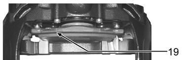 Push the brake caliper to the brake chamber side (see white arrow in following figure) by hand and