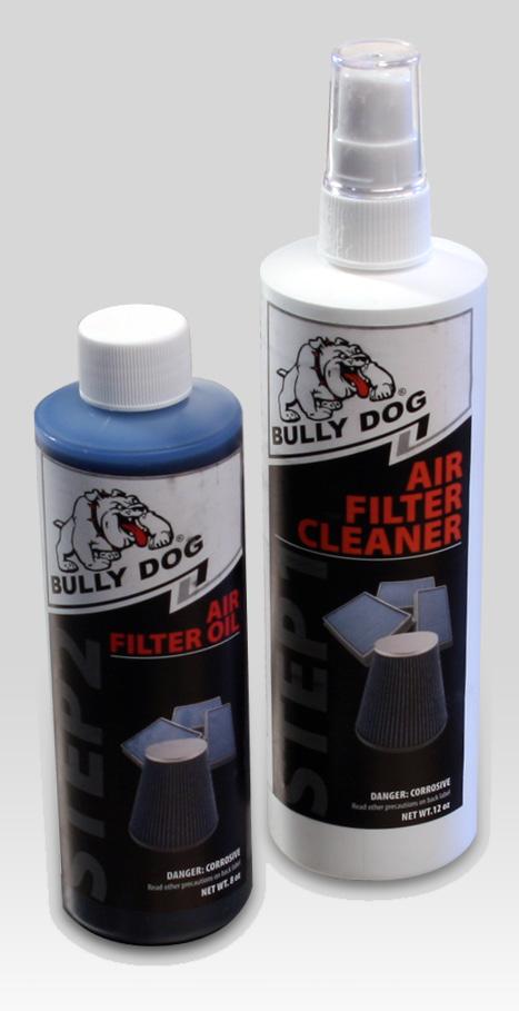 Filter Maintenance The intake system should be cleaned with the Bully Dog RFI Cleaning Kit at least once every three months; in dusty climates, the filter should be cleaned more often.