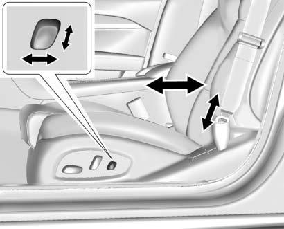 56 SEATS AND RESTRAINTS. Press Forward (5) or Rearward (3) to adjust lumbar forward or rearward.. Press Up (2) or Down (4) to adjust lumbar support up or down.
