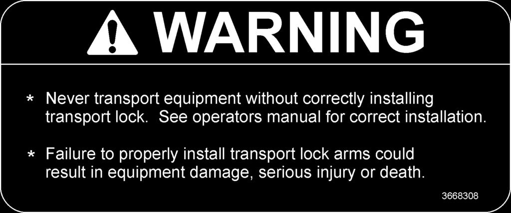 SAFETY WARNING! Transport.