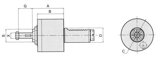 Baruffaldi Axial Drilling & Milling Head w/ Collet Chuck Applications: For Endmilling, Drilling, Reaming For Clockwise and anti-clockwise rotation To be used for collet 6499 External coolant supply
