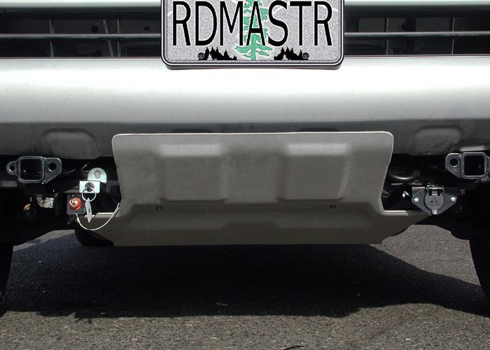 If the vehicle is equipped with a rock guard, it must be removed and trimmed on each side to accommodate the mounting bracket and receiver braces.