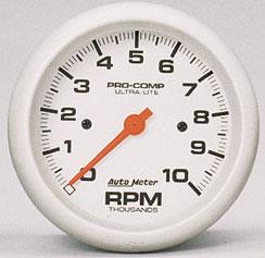 Peak RPM memory recall displays the highest rpm achieved during a race. 2 1/16" [52.39mm] Mechanical Gauges Designed to match the In-Dash read satin anodised aluminium dials with black numbers.