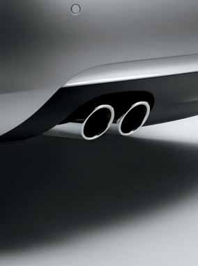 Exhaust tips 1 High-luster stainless steel, with rolled edges and angle cut.