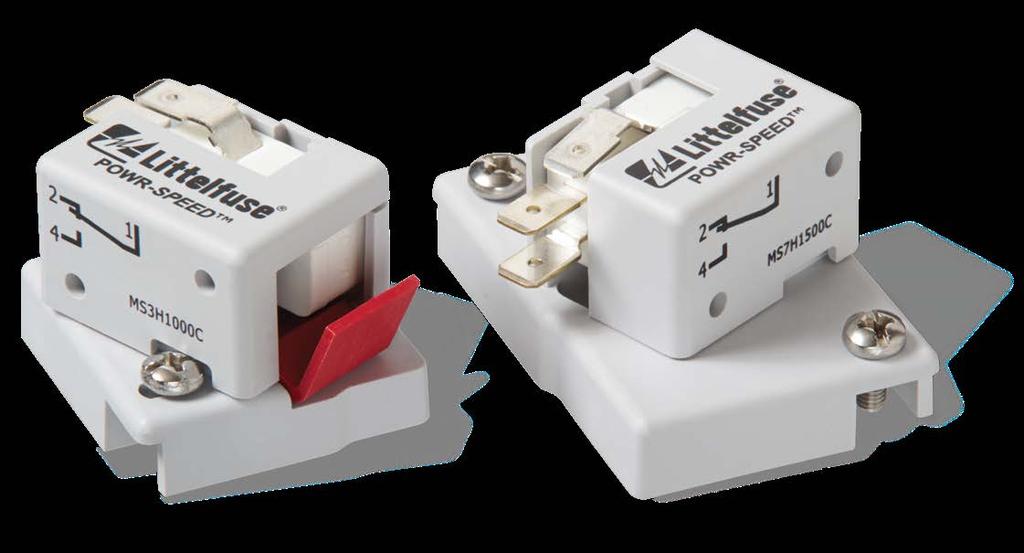 POWR-SPEED Product Accessories MS SERIES HIGH-SPEED FUSE MICROSWITCH 1000C Contact Insulation Voltage (1000, 1500) Description Littelfuse MS Series external mount Microswitches offer permanent blown