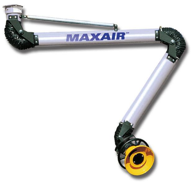 The unique design of the robust and durable top pivot made of steel makes 360 rotation easy. The MAXAIR steel tube fume arm is far more spark-resistant than cons tructions with a flexible hose.