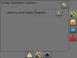 Matrix Pro GS Options: Steering wheel sensor Steering wheel sensor selects whether the sensor used to automatically disengage FieldPilot when the steering wheel is turned is magnetic or pressure