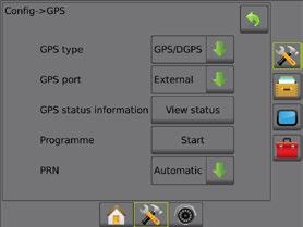 Assisted/auto steering GPS is required GPS is used to configure GPS type, GPS port and PRN as well as to view GPS status information.