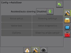 Assisted/auto steering AutoSteer When a Steering Control Module (SCM) is present, assisted/auto steering options will be available NOTE: An update of your SCM software may be required when upgrading