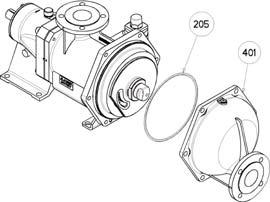 6. REASSEMBLY OF CYLINDER/PISTON Check the state of the seals 306, 307 and 113, replace them if necessary. Position the seals 113 and 307 on the main body and the seal 306 on the hub.