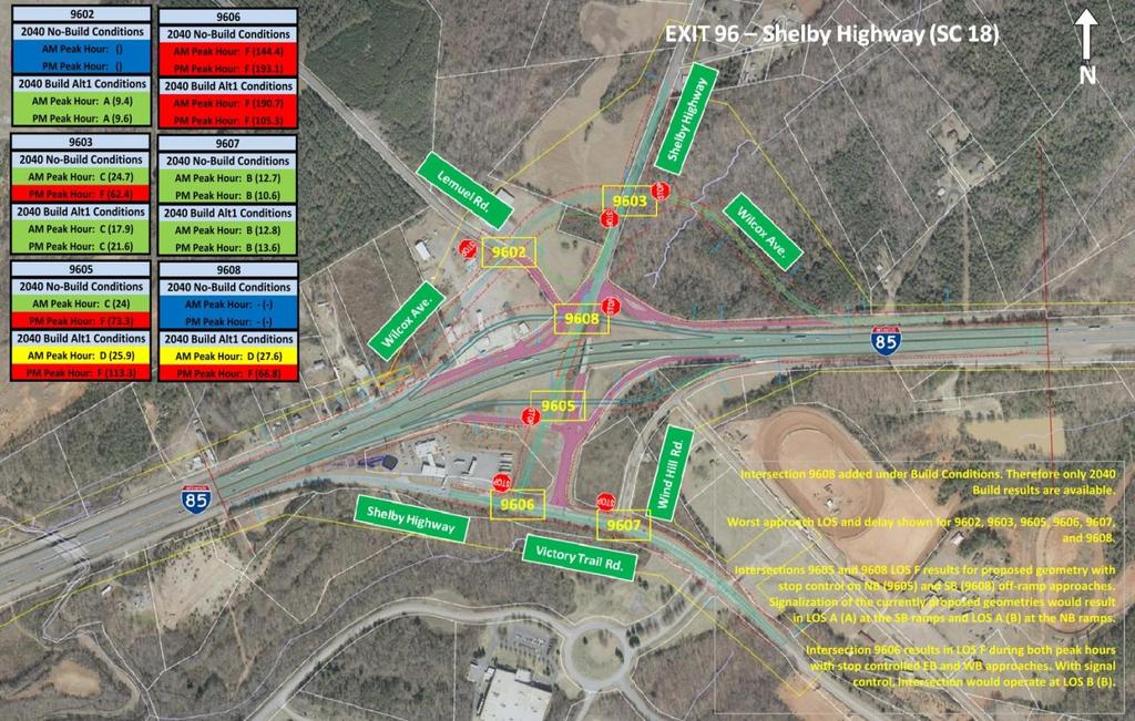 Figure 112 - Exit 96: Improvement Alternative 1 Alternative 1 replaces the existing Exit 96 interchange with a diamond interchange.