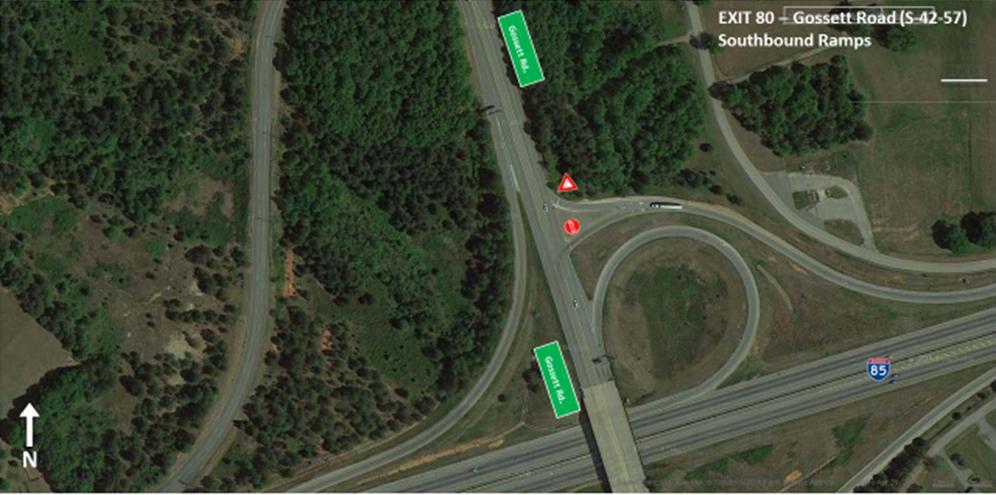 Figure 10 - Exit 80: Gossett Road at Southbound Ramps Gossett Road and Sha Lane/Dewberry Road The intersection of Gossett Road with Sha Lane/Dewberry Road is an unsignalized intersection with the