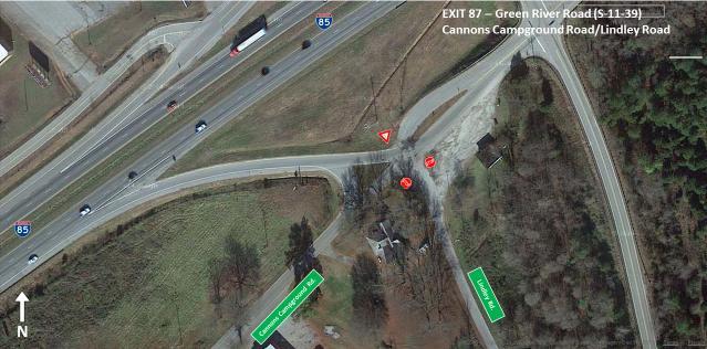 Figure 26 - Exit 87: Northbound Off-Ramp at Cannons Campground Road Northbound On-Ramp and Overbrook Drive The intersection of the northbound on-ramp and Overbrook Drive is a T-intersection with the