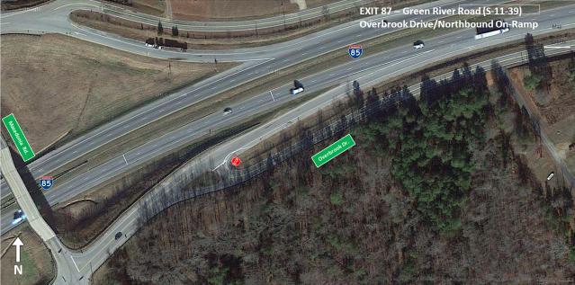 Figure 27 - Exit 87: Northbound On-Ramp and Overbrook Drive Southbound On-Ramp and Webber Road The intersection of Webber Road and the departure