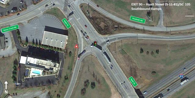 Figure 32 - Exit 90: Hyatt Street and Southbound Ramps Hyatt Street Hyatt Street north of the interchange area is a two lane roadway.