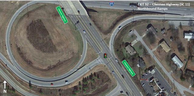 Figure 36 - Exit 92: Northbound Ramps The southbound off-ramp is approximately 1,500 feet long.