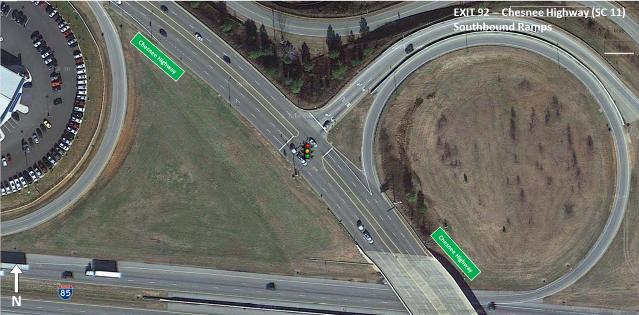 Figure 37 - Exit 92: Southbound Ramp Chesnee Highway/W Floyd Baker Boulevard Chesnee Highway north of the interchange area is a two lane roadway.