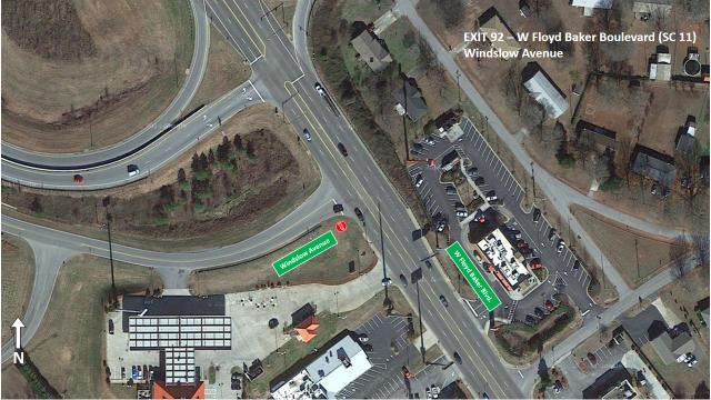 Figure 39 - Exit 92: W Floyd Baker Boulevard (SC 11) and Windslow Avenue Exit 95 Pleasant School Road (S-11-82) This interchange is a partial diamond interchange.