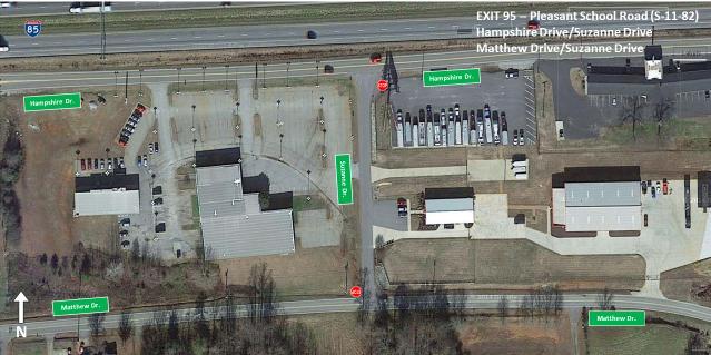 Figure 47 - Exit 95: Suzanna Drive with Hampshire Drive and Matthew Drive Exit 96 Shelby Highway (SC 18) The Shelby Highway interchange is a diamond interchange carrying traffic to and from Shelby