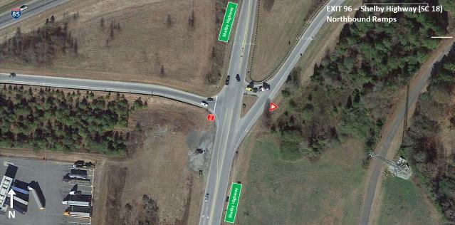 Figure 49 - Exit 96: Northbound Ramps The southbound off-ramp is approximately 650 feet long.