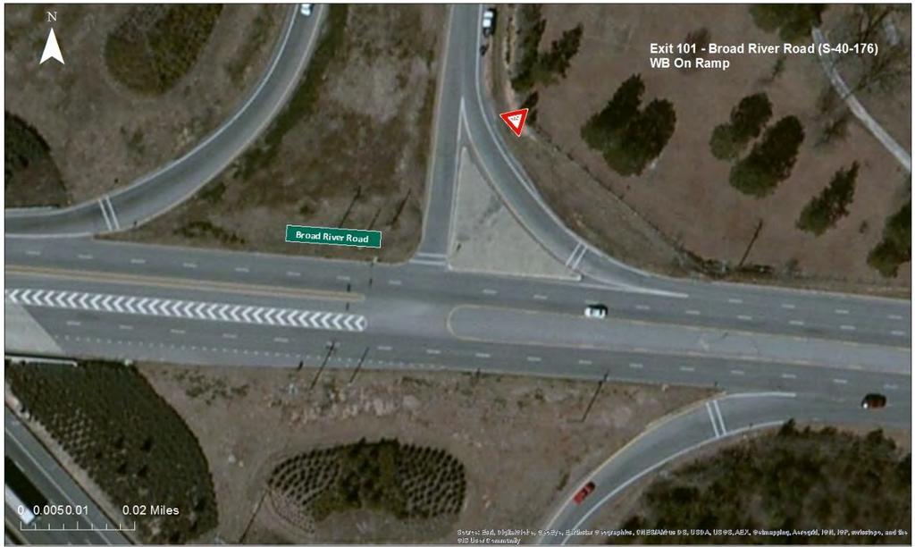 Interstate 26 Widening Traffic Analysis Report Figure 32 - Exit 101: Broad River Road at Westbound On-Ramp Adjacent intersections Two intersections are located in the vicinity of the interchange.