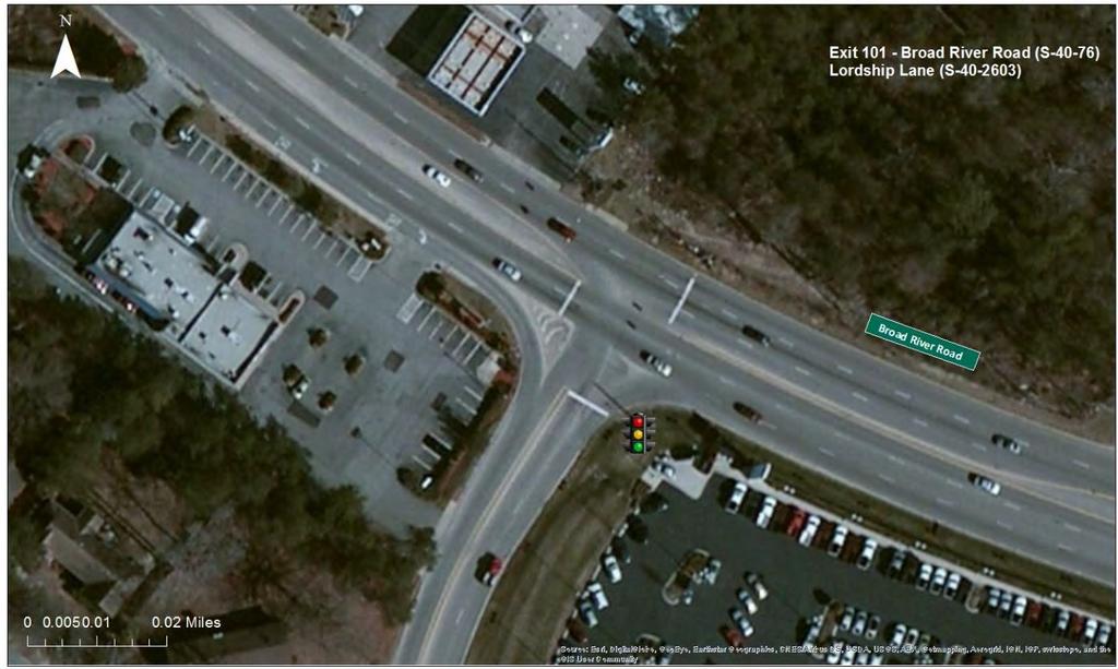 Interstate 26 Widening Traffic Analysis Report Figure 33 - Exit 101: Broad Stone Road at Lordship Lane Broad River Road and Western Lane The intersection of Broad River Road with Western Lane