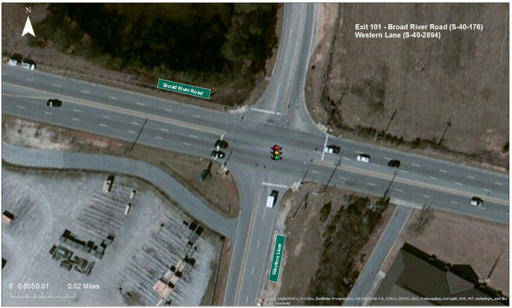 Interstate 26 Widening Traffic Analysis Report Figure 34 - Exit 101: Broad Stone Road at Western Lane Exit 102 Lake Murray Boulevard (SC 60) Exit 102 is a partial cloverleaf interchange with loop