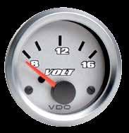 VOLTMETER Cockpit Titanium Suitable for all engines and machines. Monitors charge and battery condition. Dial colour coded. Illumination 12V or 24V included. Voltmeter Part No. Range Voltage 332.