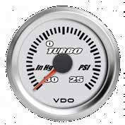 Supplied with nut and cone to suit 3/16 PVC tubing. Illumination 12V included. Use air restrictor supplied with gauge to avoid air pulsation. Turbo Charger Gauge Part No. Range Size 150.