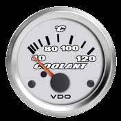 TEMPERATURE GAUGES, electrical Cockpit White Suitable for most vehicles. Illumination 12V included. For more matching sender units refer to page 60. Adaptors are listed on page 61.