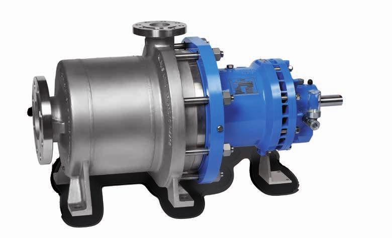 3-D Cross-Section of Multi-Stage Magnet Drive Centrifugal Pump SLM GVOT, Oil-Lubricated Flow Rate: max. 350 m³/ h Delivery Head: max. 700 m L.C. Temperature Range: -120 C to +350 C Pressure Rating: max.