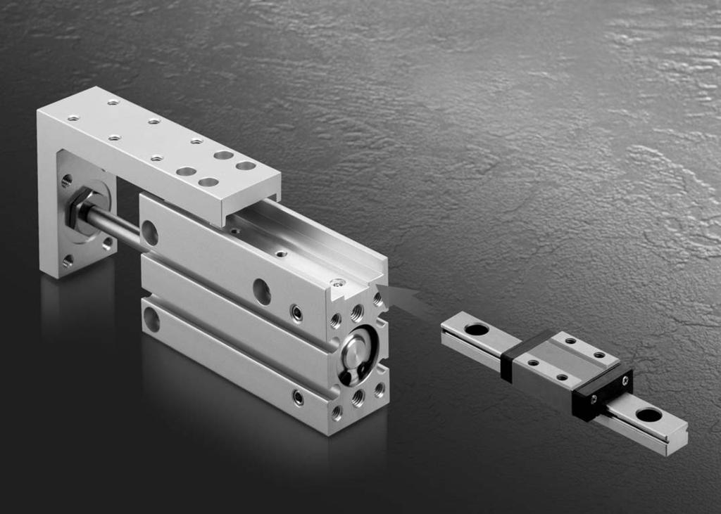 Compact Slide Series ø, ø, ø, ø The use of an endless track linear guide produces a table cylinder having excellent rigidity, linearity and non-rotating accuracy.