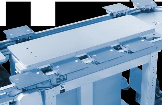 Along with stable steel base frames and top support plates the locking stations form the basis for an assembly cell of the Linear Assembly System LS 280.