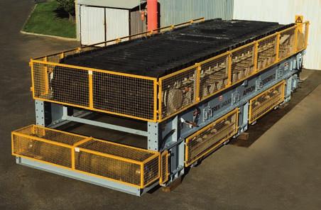 Apron Feeders Terex Jaques Apron Feeders use heavy-duty crawler tractor track rollers and chain, a fabricated support frame, and high-strength steel head shafts and tail shafts.