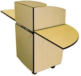 (C) MOBILE LITE LECTERN Open front cabinet design Fixed desktop with two wire 60MM grommets at the rear corners Setup for 2 Adjustable shelves