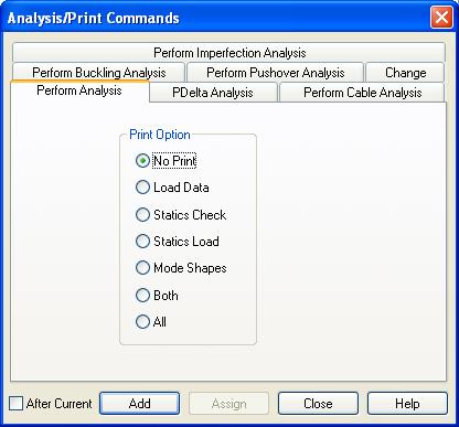 Specifying Analysis Type: 190. Select the Analysis/Print control tab on the left. The Analysis/Print Commands dialog box will appear. Analysis Results: 194. Click on the Postprocessing tab at the top.