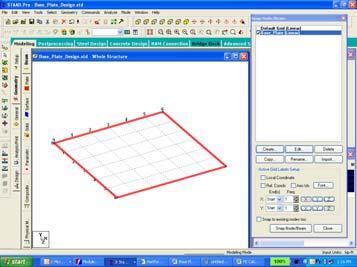 The Linear input box will appear as shown in Figure 6. Figure 8: Outline beams created using the grid system. 8. Now we have to create the pipe section/base plate and the stiffener/base plate interface.