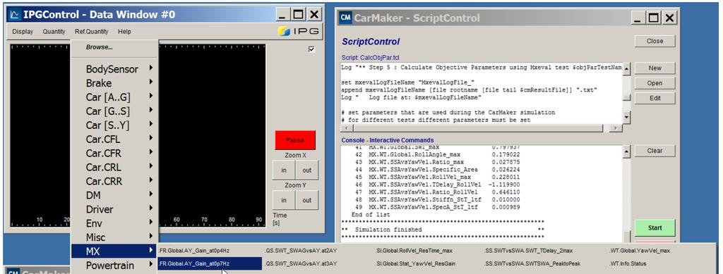 MXevaluation can be implemented in IPG CarMaker Objective Parameters are calculated automatically after a
