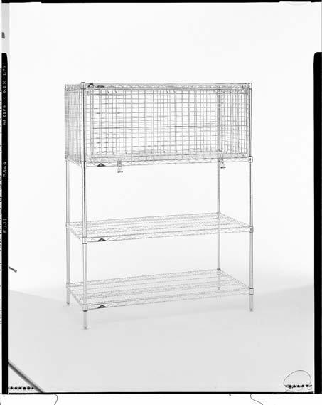 6 Other finishes and configurations are available: Similar units can be constructed using chrome-plated components and galvanized solid Super Erecta shelves.