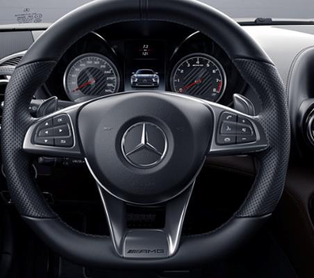*non-glc shown AMG Performance Steering Wheel in Nappa/DINAMICA (L6K) Option price: $tbd Standard on GLC63 S; optional on GLC63 For even better grip during sporty maneuvers, the grip area on the AMG