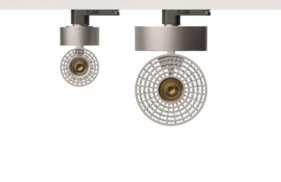 Designed by Franco Mirenzi (Registered) Body mounted spotlight with luminaire body and driver box in cast aluminium. Available with 3 circuit universal track adapter or Dali track adapter.