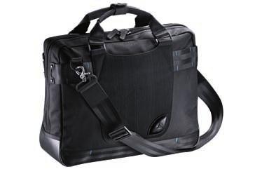 Men s Business bag black Nylon with technical-finish leather trim.