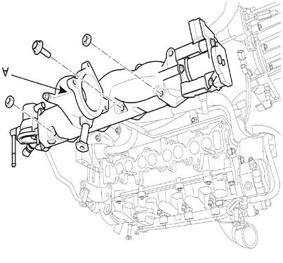 Engine Mechanical System 69 Intake and Exhaust system Removal Intake manifold 1. Remove the alternator. 2. Remove the intercooler hose 3. Disconnect the booster pressure sensor 4.