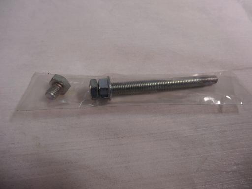 1x long Vince & Hyde Racing AHM Cam Chain Tensioner Bolt and flanged jam (or lock) nut, 8 mm x 1.25 mm pitch. It goes into the TOP hole at the rear of the cylinder barrels between cylinders 2 and 3.