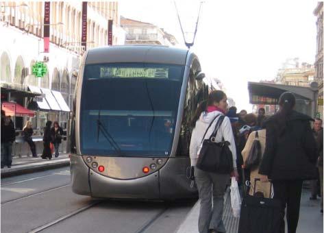 High-quality stop infrastructure, with off-vehicle ticketing facilities and multiple-door, level boarding; Uses rubber-tire, low-floor articulated buses that can run on diesel, compressed natural gas