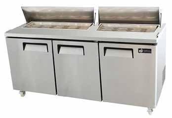 Refrigeration Mega-Top Prep Tables with Doors VERSA-CHILL SERIES CMDR1-27VC CMDR2-48VC CMDR2-60VC CMDR3-72VC MEGA-TOP PREP TABLE FEATURES High quality Stainless Steel cabinets -- Features 22 gauge,