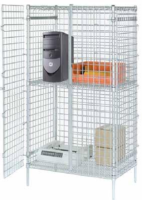 Shelving Wire Security Shelving WIRE SECURITY SHELVING FEATURES Open 2" square grid mesh ensures high visibility Lockable double doors Doors open a full 270 Adjustable levelers Easily Assembled All