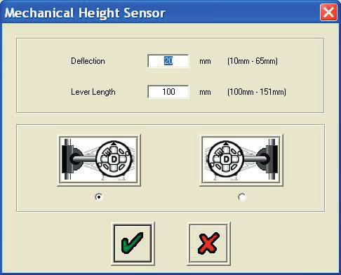 Once the deflection is entered, the user must set the lever length to between the allowed lever length range. The allowed lever length range varies depending upon the deflection.