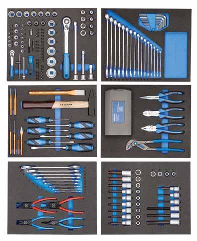 6 7 Composition of GEDORE tool assortments based on daily workshop routines Have proved their worth in practice Optimally suited for keeping in GEDORE workshop trolleys and workbenches Ideal for